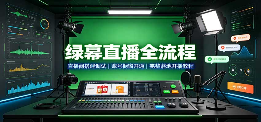 绿幕直播全流程：直播间搭建调试，账号橱窗开通，完整落地开播教程-179创客网