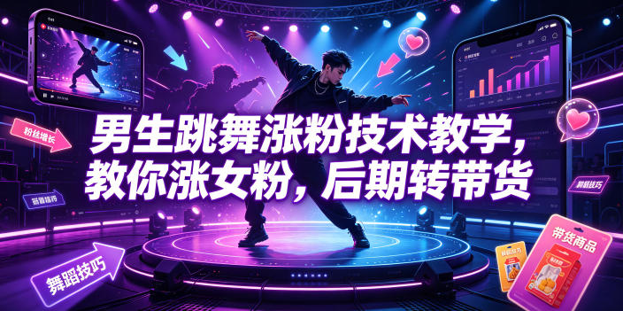 男生跳舞涨粉技术教学，教你涨女粉，后期转带货-179创客网