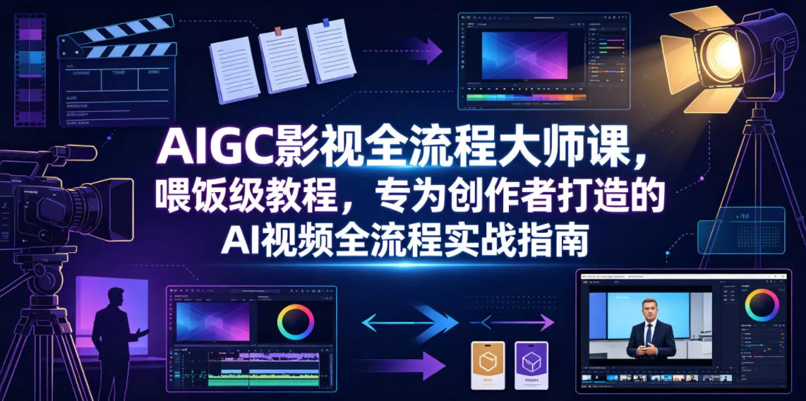 AIGC影视全流程大师课，喂饭级教程，专为创作者打造的AI视频全流程实战指南-179创客网