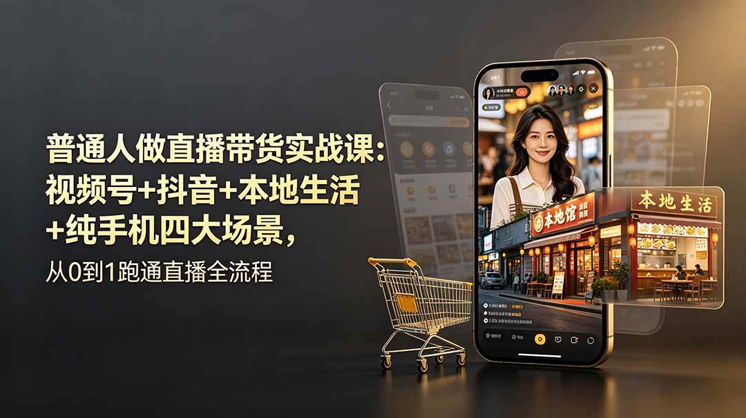 （19111期）普通人做直播带货实战课：视频号+抖音+本地生活+纯手机四大场景，从0到1跑通直播全流程-179创客网