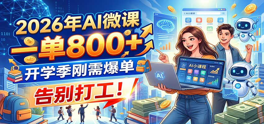 2026年AI微课，一单800+，开学季刚需爆单，告别打工！-179创客网