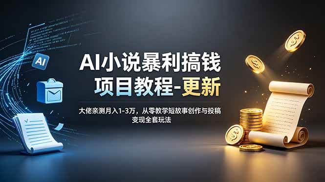 （19030期）AI小说暴利搞钱项目教程-更新，大佬亲测月入1-3万，从零教学短故事创作与投稿变现全套玩法-179创客网