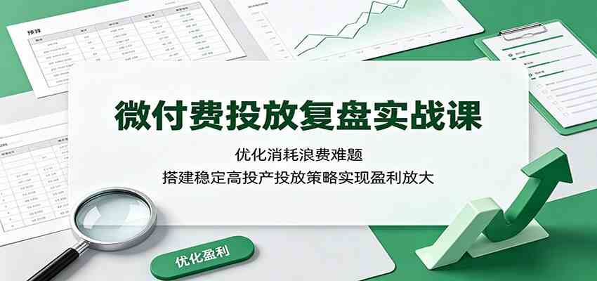微付费投放复盘实战课：优化消耗浪费难题，搭建稳定高投产投放策略实现盈利放大-179创客网