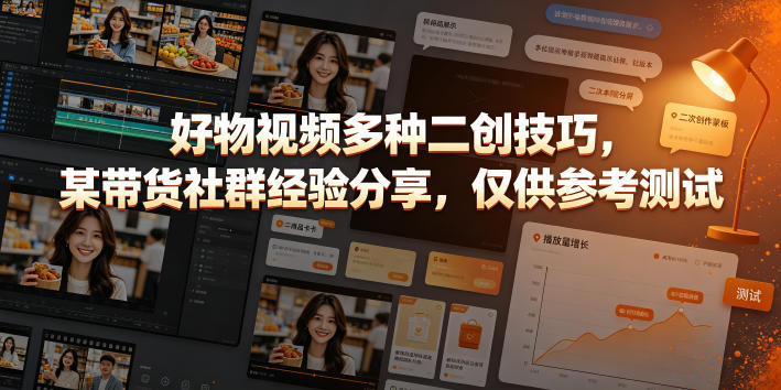 好物视频多种二创技巧，某带货社群经验分享，仅供参考测试-179创客网