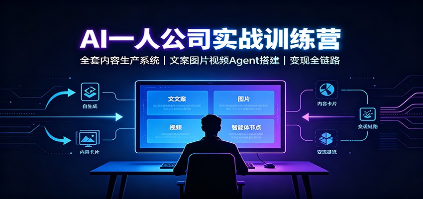 AI创作一人公司实战训练营：全套内容生产系统，文案图片视频Agent搭建变现全链路-179创客网