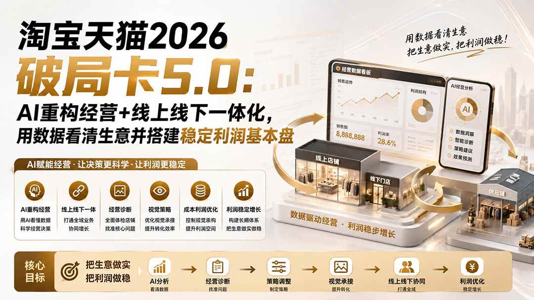 （20026期）淘宝天猫2026破局卡5.0：AI重构经营+线上线下一体化，用数据看清生意并搭建稳定利润基本盘（修复）-179创客网
