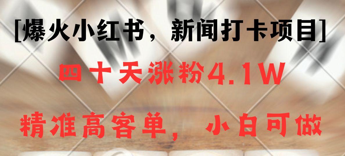 新闻打卡项目，小红书40天涨粉4.1w，高客单精准粉，变现能力超强-179创客网