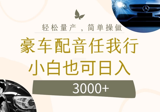 不为人知的暴力小项目，豪车配音，日入几张【揭秘】-179创客网