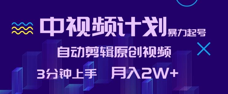 中视频计划暴力起号，自动剪辑原创视频，3分钟上手，月入2W+【揭秘】-179创客网