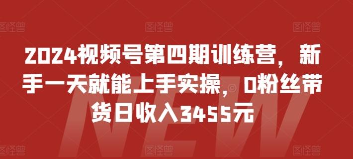 2024视频号第四期训练营，新手一天就能上手实操，0粉丝带货日收入3455元-179创客网