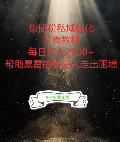 负债粉掘金计划，帮助负债者解决问题，债务规划，债务重组，最好的变现方式【揭秘】-179创客网
