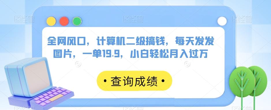 全网风口，计算机二级搞钱，每天发发图片，一单19.9，小白轻松月入过万【揭秘】-179创客网