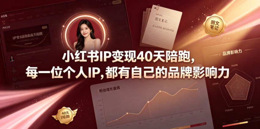 小红书IP变现40天陪跑，每一位个人IP，都有自己的品牌影响力-179创客网