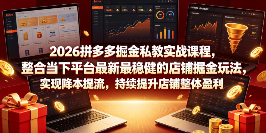 2026拼多多掘金私教实战课程，整合当下平台最新最稳健的店铺掘金玩法，实现降本提流，持续提升店铺整体盈利-179创客网