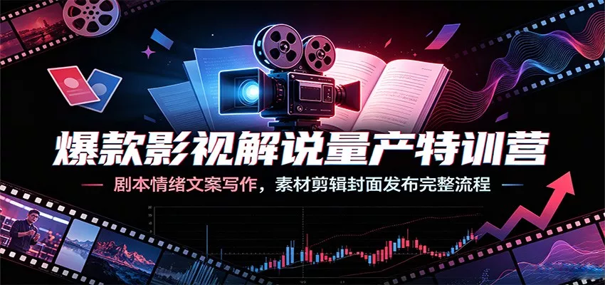 爆款影视解说量产特训营：剧本情绪文案写作，素材剪辑封面发布完整流程-179创客网
