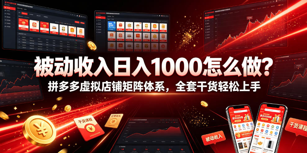 被动收入日入1000怎么做？拼多多虚拟店铺矩阵体系，全套干货轻松上手【揭秘】-179创客网