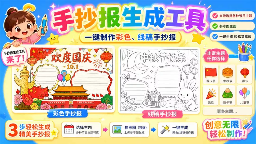 手抄报批量生成工具来了，完全免费，告别豆包生图，这个高清无水印-179创客网