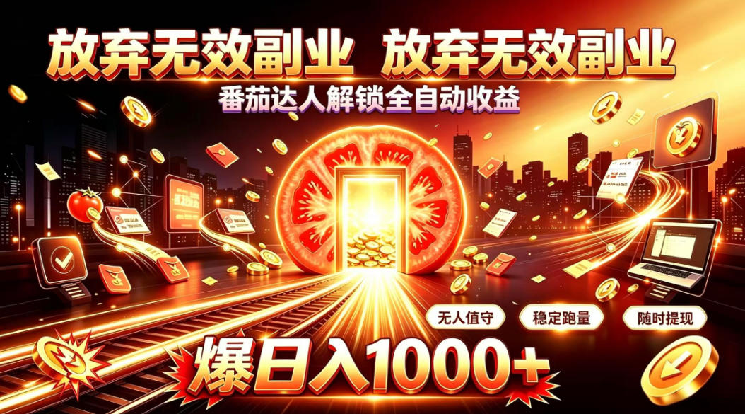 放弃无效副业，番茄达人解锁全自动收益，日入1k+，门槛最低的线上轻资产项目【揭秘】-179创客网
