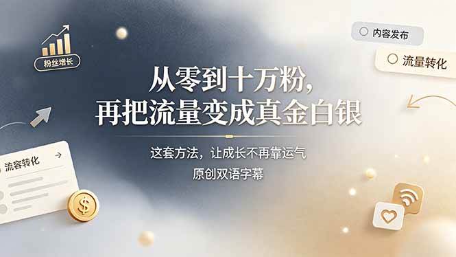 （19198期）从零到十万粉，再把流量变成真金白银——这套方法，让成长不再靠运气【原创双语字幕】-179创客网