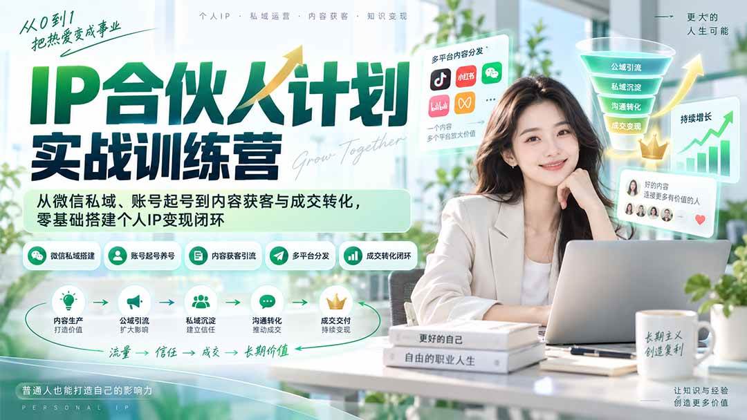 （20321期）IP合伙人计划实战训练营-更新：从微信私域、账号起号到内容获客与成交转化，零基础搭建个人IP变现闭环-179创客网