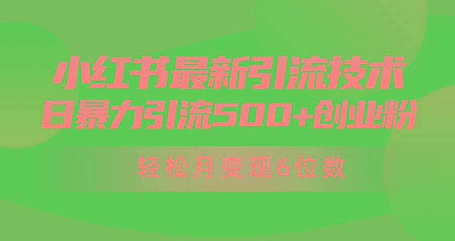 (9871期)日引500+月变现六位数24年最新小红书暴力引流兼职粉教程-179创客网