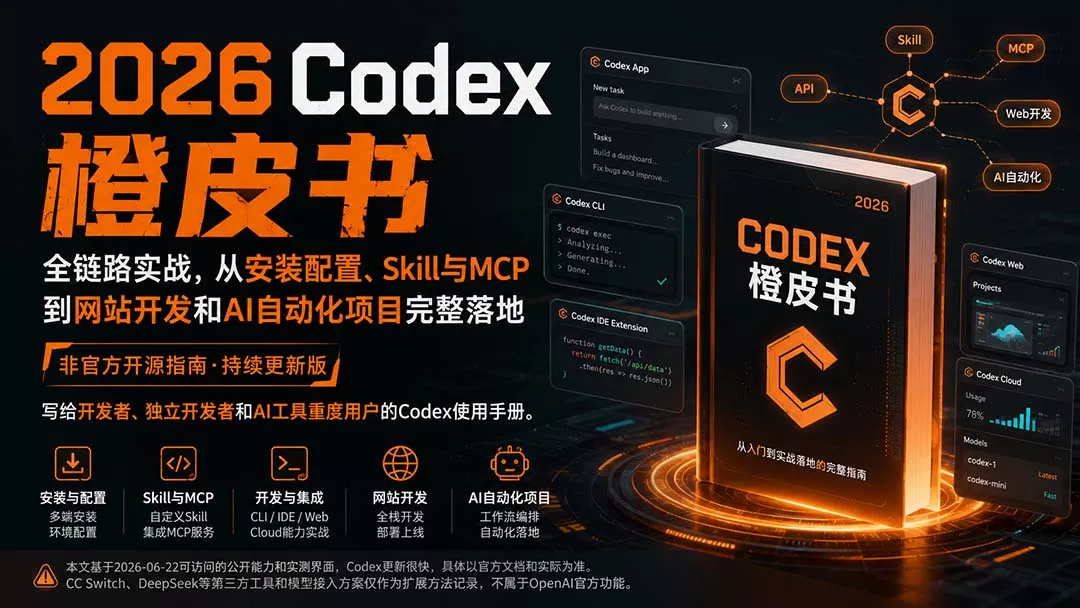 2026Codex橙皮书：全链路实战，从安装配置、Skill与MCP到网站开发和AI自动化项目完整落地-179创客网