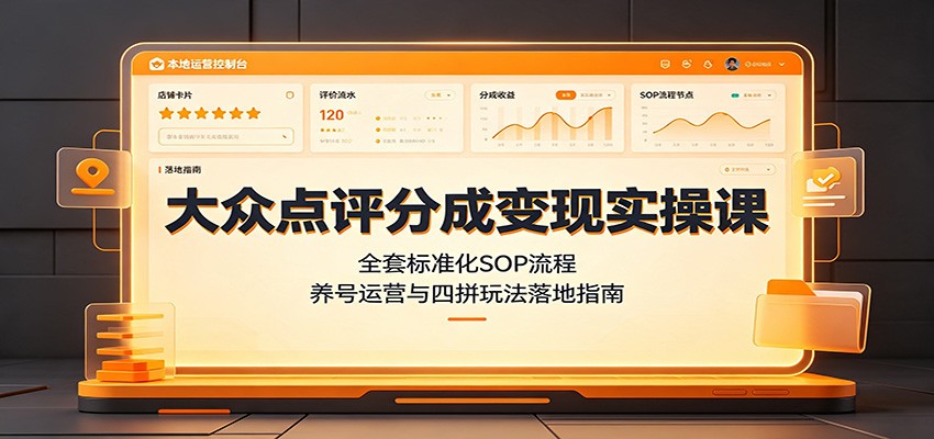 大众点评分成变现实操课：全套标准化SOP流程，养号运营与四拼玩法落地指南-179创客网