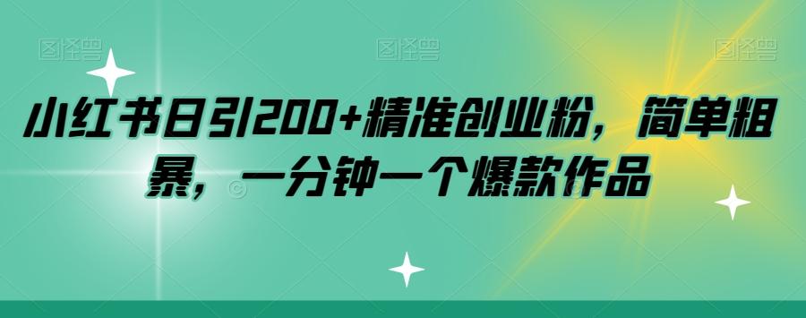 小红书日引200+精准创业粉，简单粗暴，一分钟一个爆款作品【揭秘】-179创客网