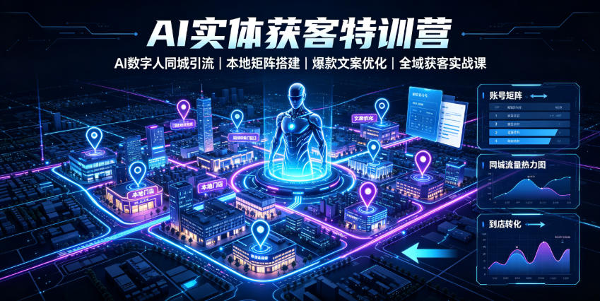 AI实体获客特训营｜AI数字人同城引流、本地矩阵搭建、爆款文案优化全域获客实战课-179创客网