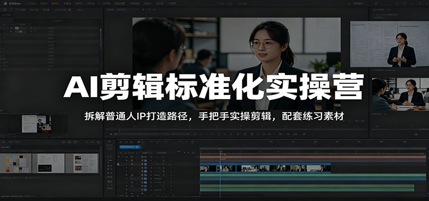 AI剪辑标准化实操营：拆解普通人IP打造路径，手把手实操剪辑，配套练习素材-179创客网