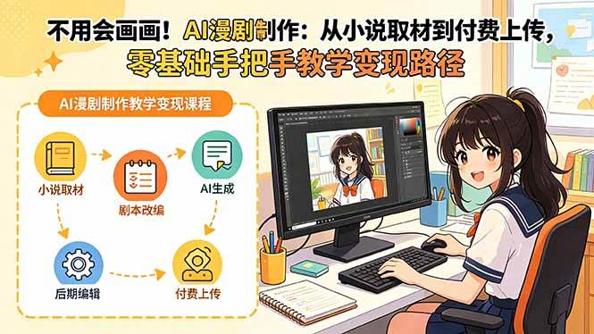 （19429期）不用会画画！AI漫剧制作：从小说取材到付费上传，零基础手把手教学变现路径（更新）-179创客网
