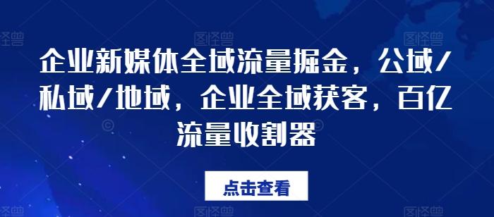 企业新媒体全域流量掘金，公域/私域/地域，企业全域获客，百亿流量收割器-179创客网