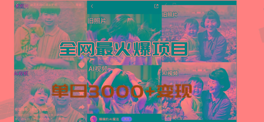 全网爆火的AI让老照片动起来教程，蹭热点日赚3000+，内含免费工具一键...-179创客网