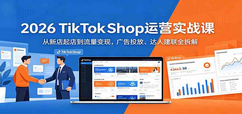2026 TikTokShop运营实战课：从新店起店到流量变现，广告投放、达人建联全拆解-179创客网