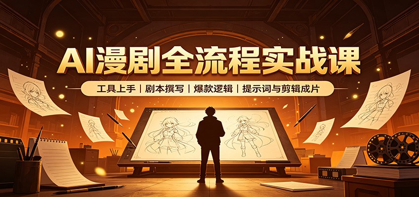 AI漫剧全流程实战课：工具上手、剧本撰写、爆款逻辑、提示词与剪辑成片-179创客网
