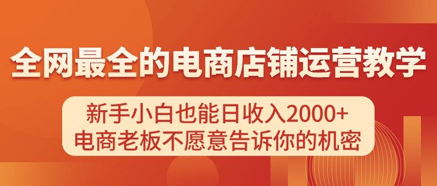 电商店铺运营教学，新手小白也能日收入2000+，电商老板不愿意告诉你的机密-179创客网