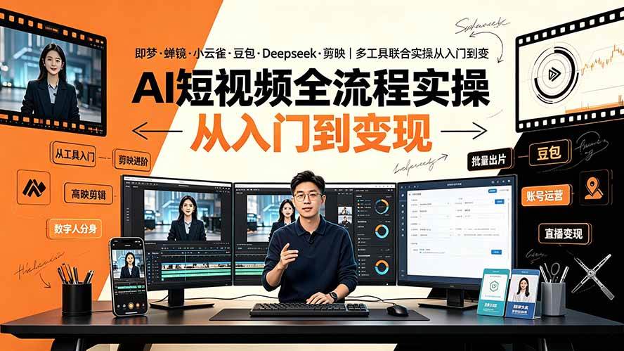 （19250期）AI短视频全流程实操：即梦·蝉镜·小云雀·豆包·Deepseek·剪映｜多工具联合实操从入门到变现-179创客网