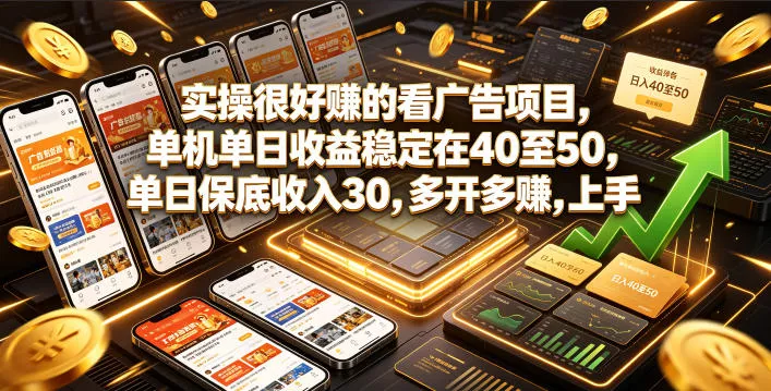 实操很好賺的看广告项目，单机单日收益稳定在40至50，单日保底收入30，多开多賺，上手就能变现【揭秘】-179创客网