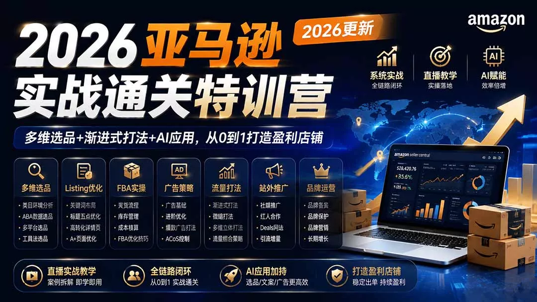 2026亚马逊实战通关特训营-2026更新，多维选品+渐进式打法+AI应用，从0到1打造盈利店铺-179创客网