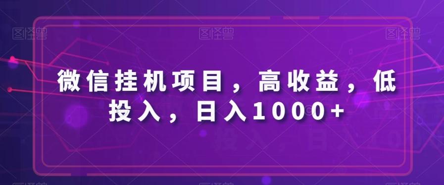 微信挂机项目，高收益，低投入，日入1000+-179创客网