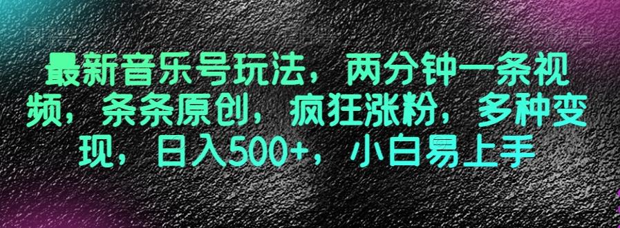 最新音乐号玩法，两分钟一条视频，条条原创，疯狂涨粉，多种变现，日入500+，小白易上手【揭秘】-179创客网