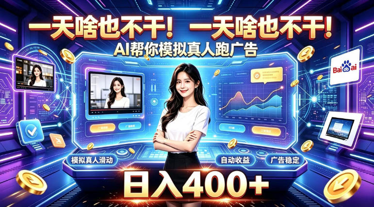一天啥也不干！AI帮你模拟真人跑广告，稳定日入400+，实现真正被动变现【揭秘】-179创客网