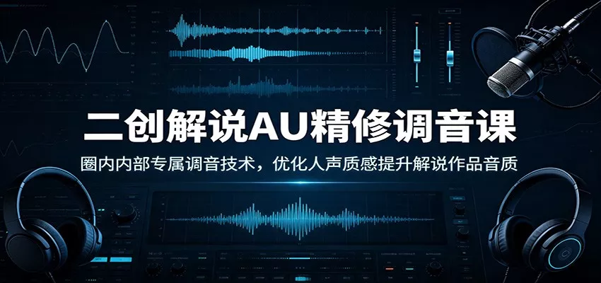 二创解说AU精修调音课：圈内内部专属调音技术，优化人声质感提升解说作品音质-179创客网
