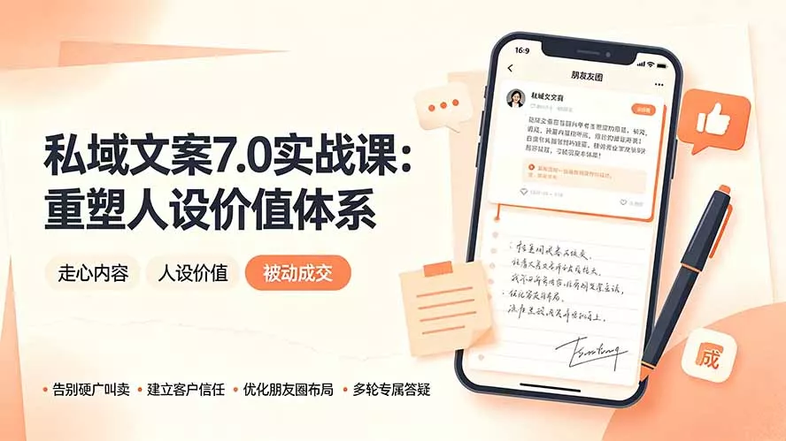 私域文案实战课7.0：重塑人设价值体系｜-告别硬广推销×走心内容×自我价值塑造，实现被动成交-179创客网