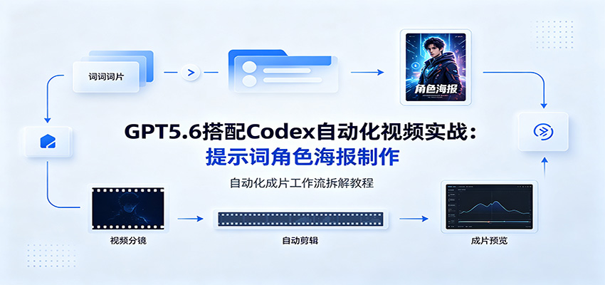 GPT5.6搭配Codex自动化视频实战：提示词角色海报制作，自动化成片工作流拆解教程-179创客网
