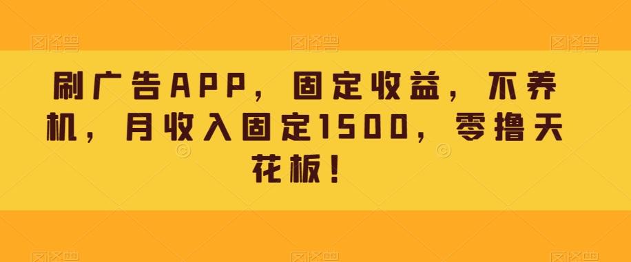 刷广告APP，固定收益，不养机，月收入固定1500，零撸天花板！-179创客网