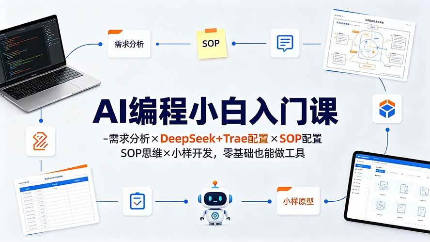 （19539期）AI编程小白入门课-需求分析×DeepSeek+Trae配置×SOP思维×小样开发，零基础也能做工具-179创客网