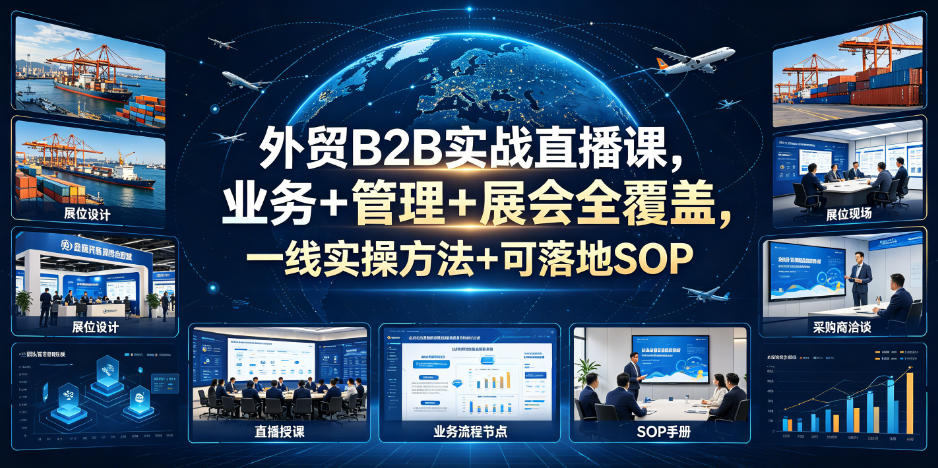 外贸B2B实战直播课，业务+管理+展会全覆盖，一线实操方法+可落地SOP-179创客网