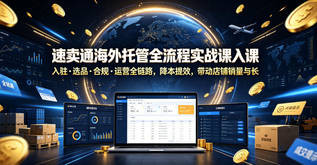 速卖通海外托管全流程实战课入驻・选品・合规・运营全链路，降本提效，带动店铺销量与收益增长-179创客网