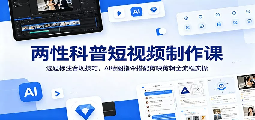 两性科普短视频制作课：选题标注合规技巧，AI绘图指令搭配剪映剪辑全流程实操-179创客网